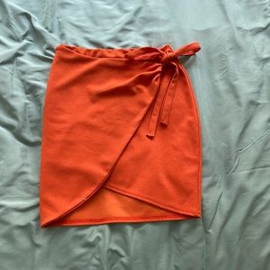 Boohoo Orange Mini Skirt